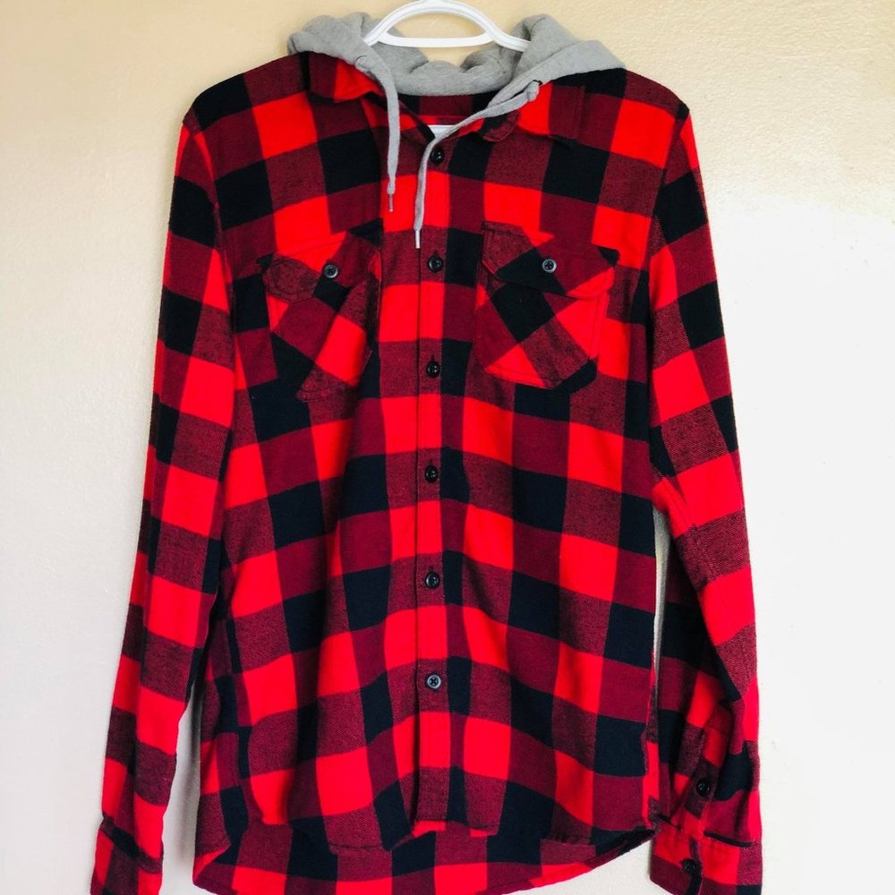 Plaid Hooded Flannel Shirt